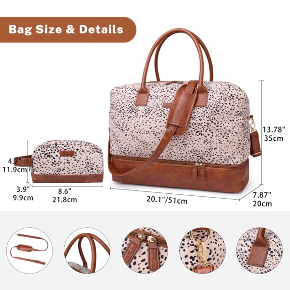 Canvas parade bag Stylish Brown and Black Speckled Handbag Set - Picture 5 of 6